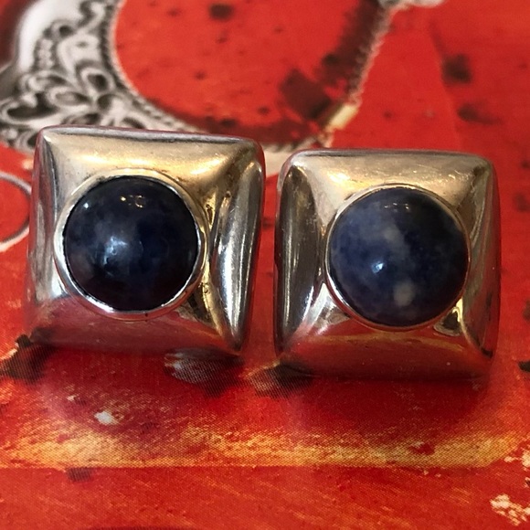 Silpada Sterling Silver Blue Sodalite Earrings on Posts P0522 - Picture 5 of 16